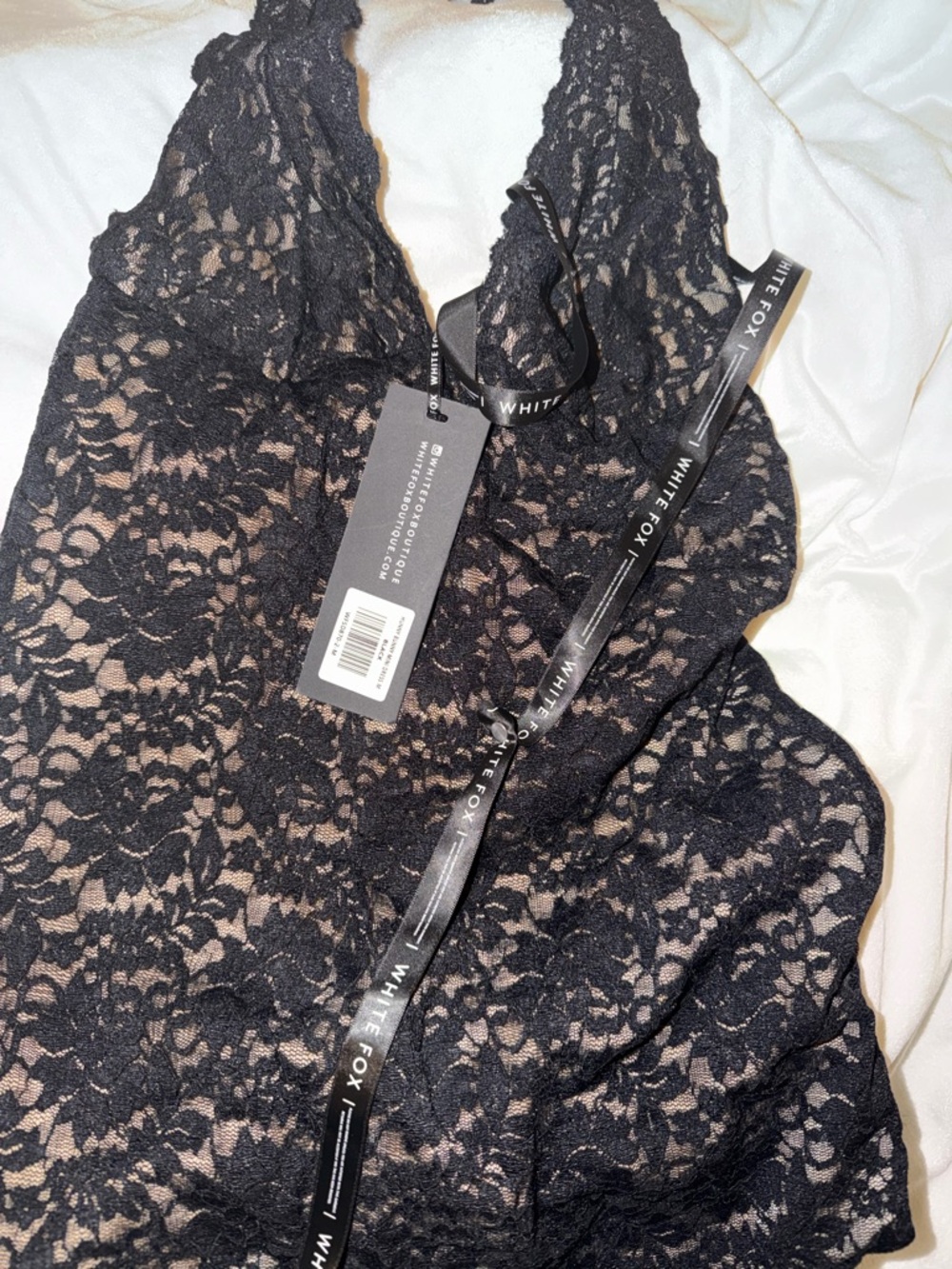White Fox Boutique Black Lace Mini Dress